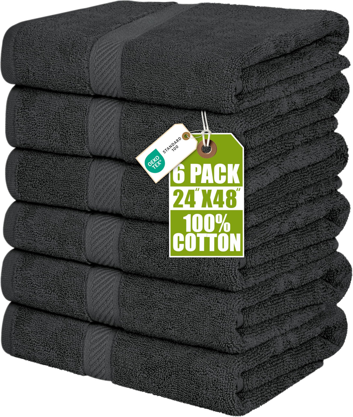 Utopia Towels front packaging grey showing six-towel set and convenience