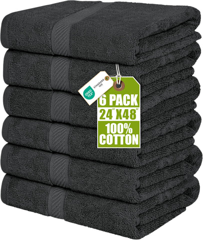 Utopia Towels front packaging grey showing six-towel set and convenience