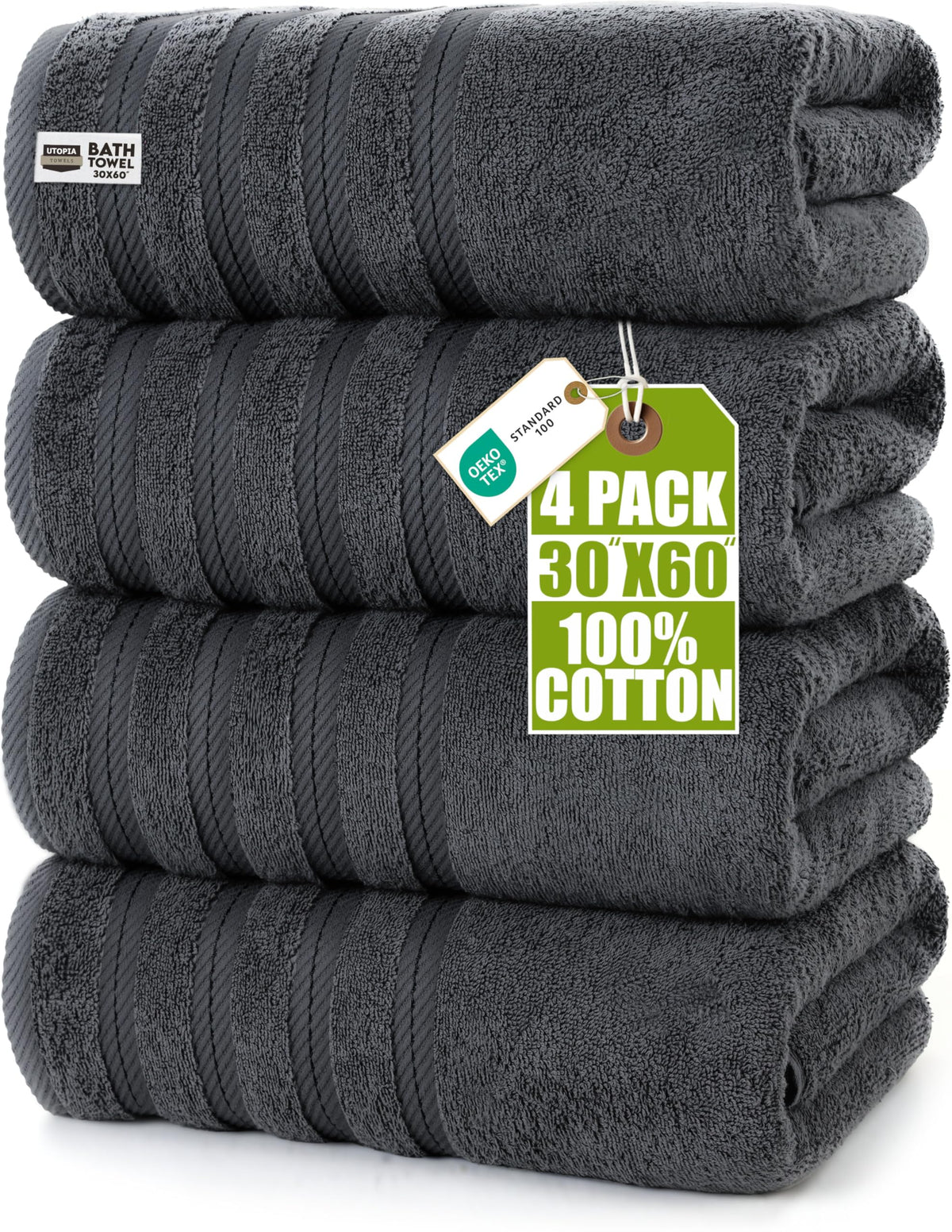 Utopia Towels front pack grey showing full set and packaging benefit of consistency