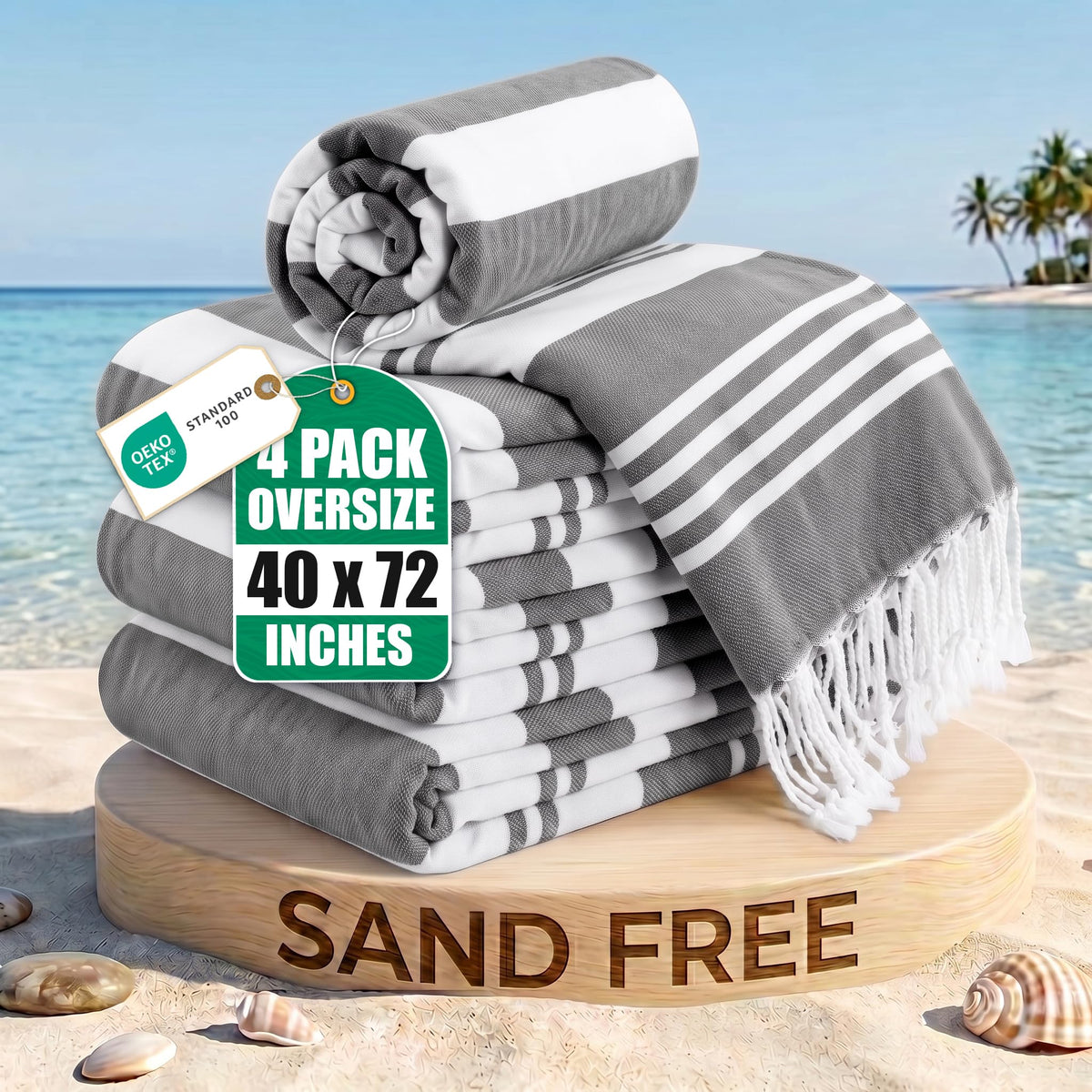 Utopia Towels front pack grey showing four towels and value