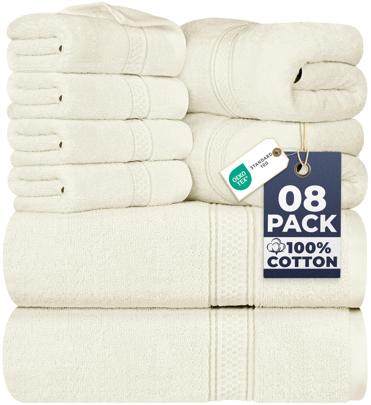 Utopia Towels front packaging showing ivory set and value