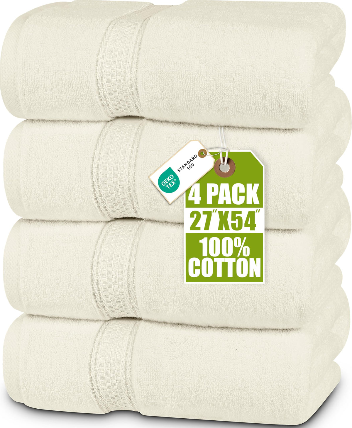 Utopia Towels front packaging showing ivory four-pack and value