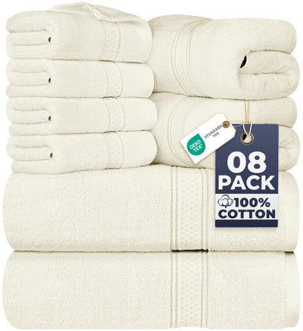 Utopia Towels front packaging showing ivory set and value