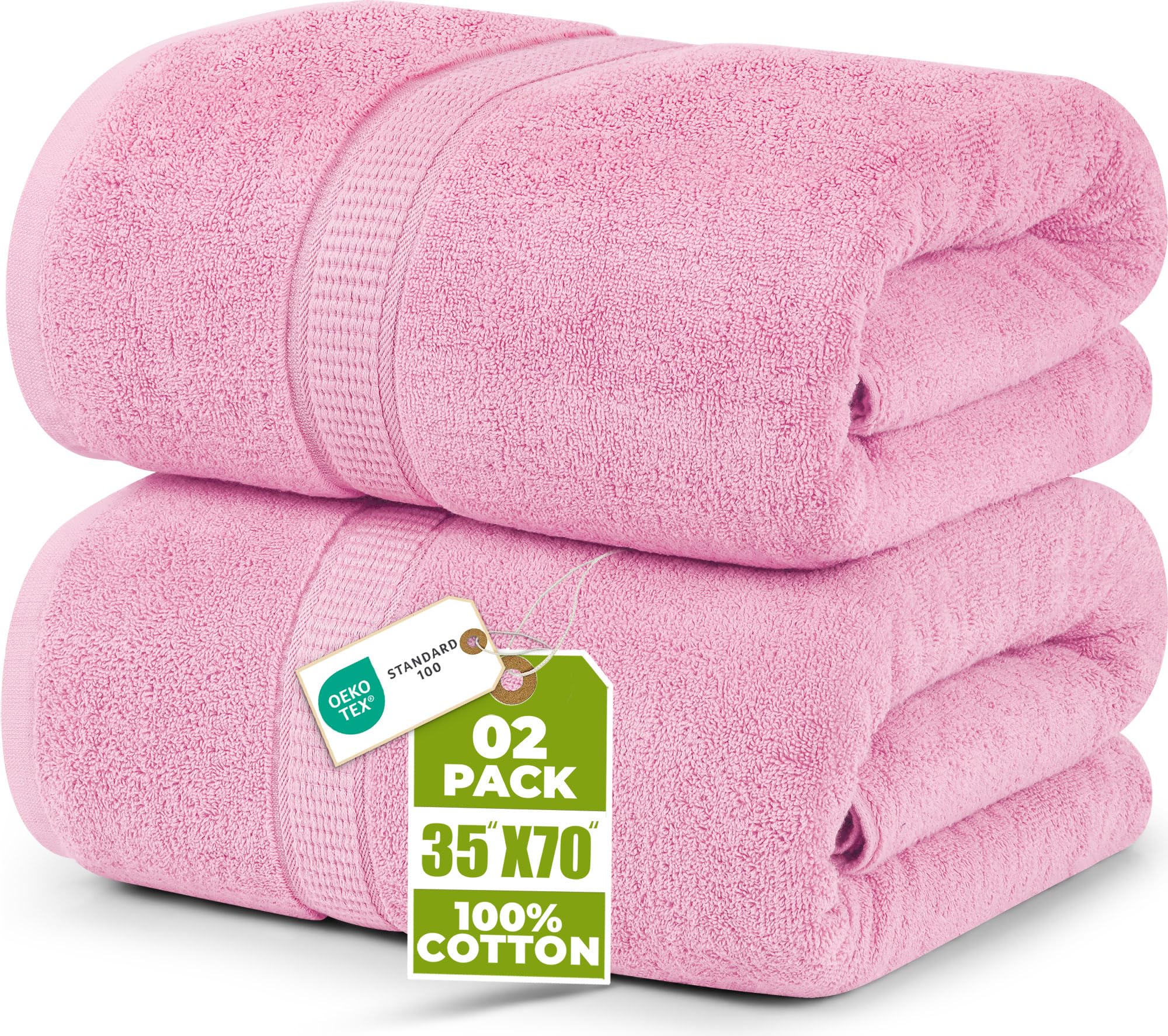 Utopia Towels front view of pink two-pack showing color and packaging benefit