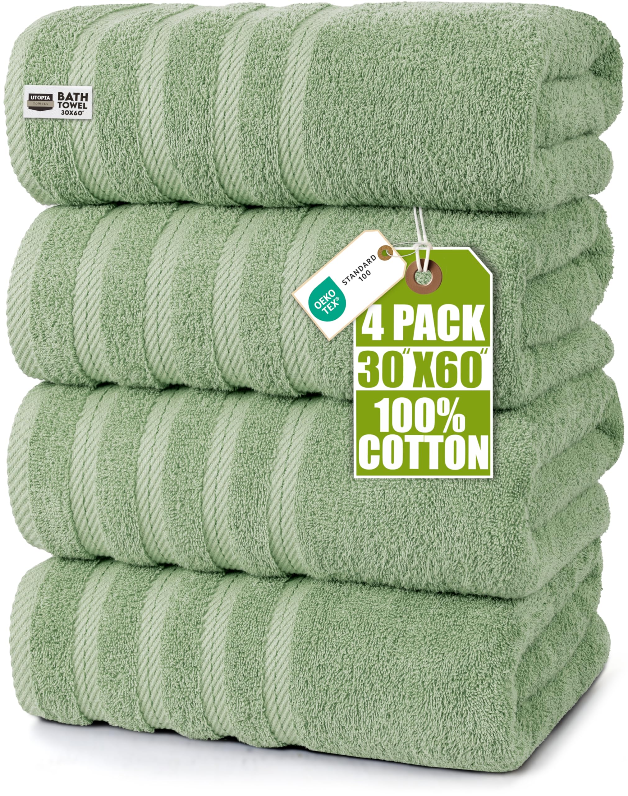 Utopia Towels front pack sage green showing set and soft look