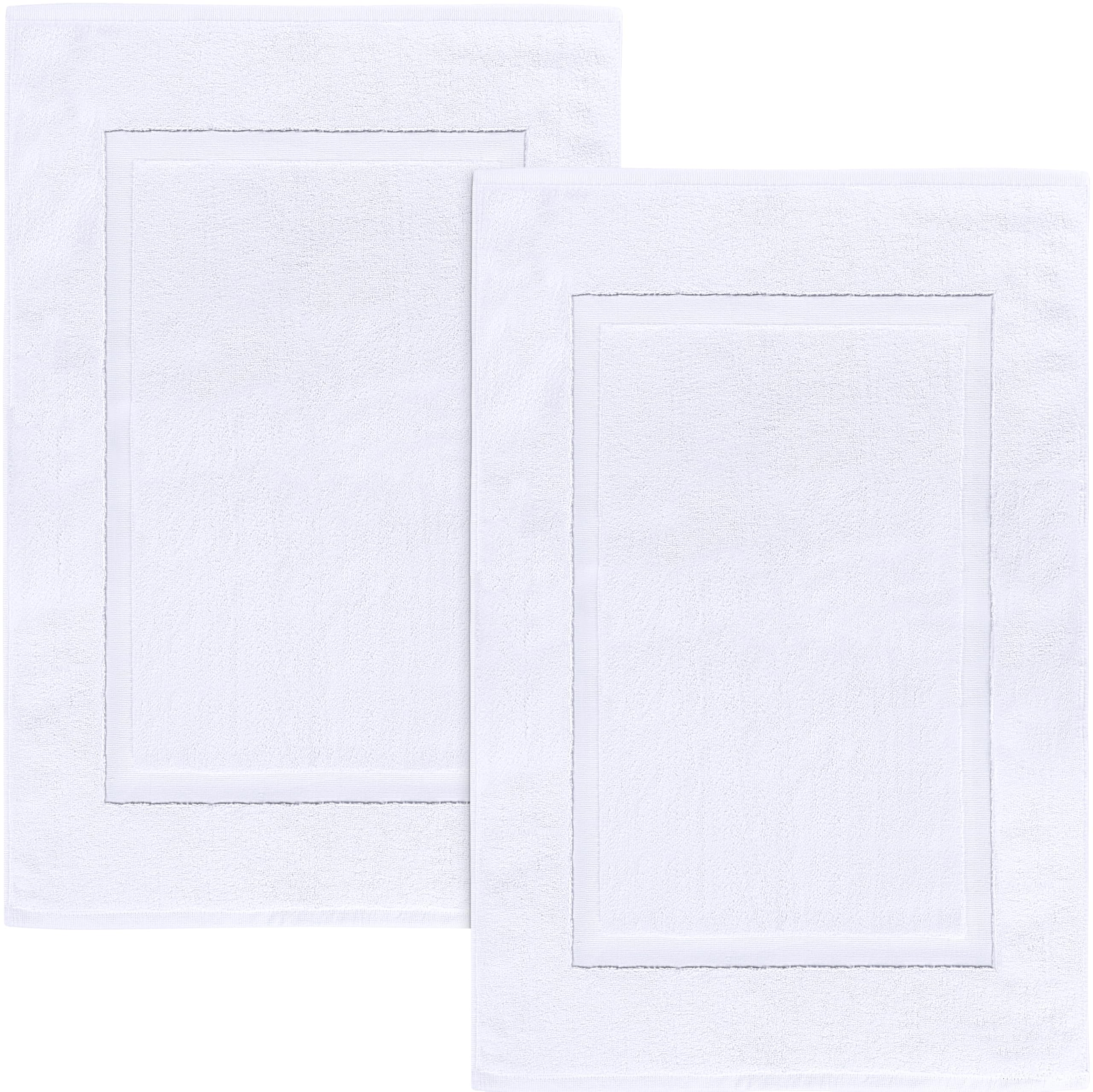 Utopia Towels front view of 2-pack white bath mats showing clean design and practicality