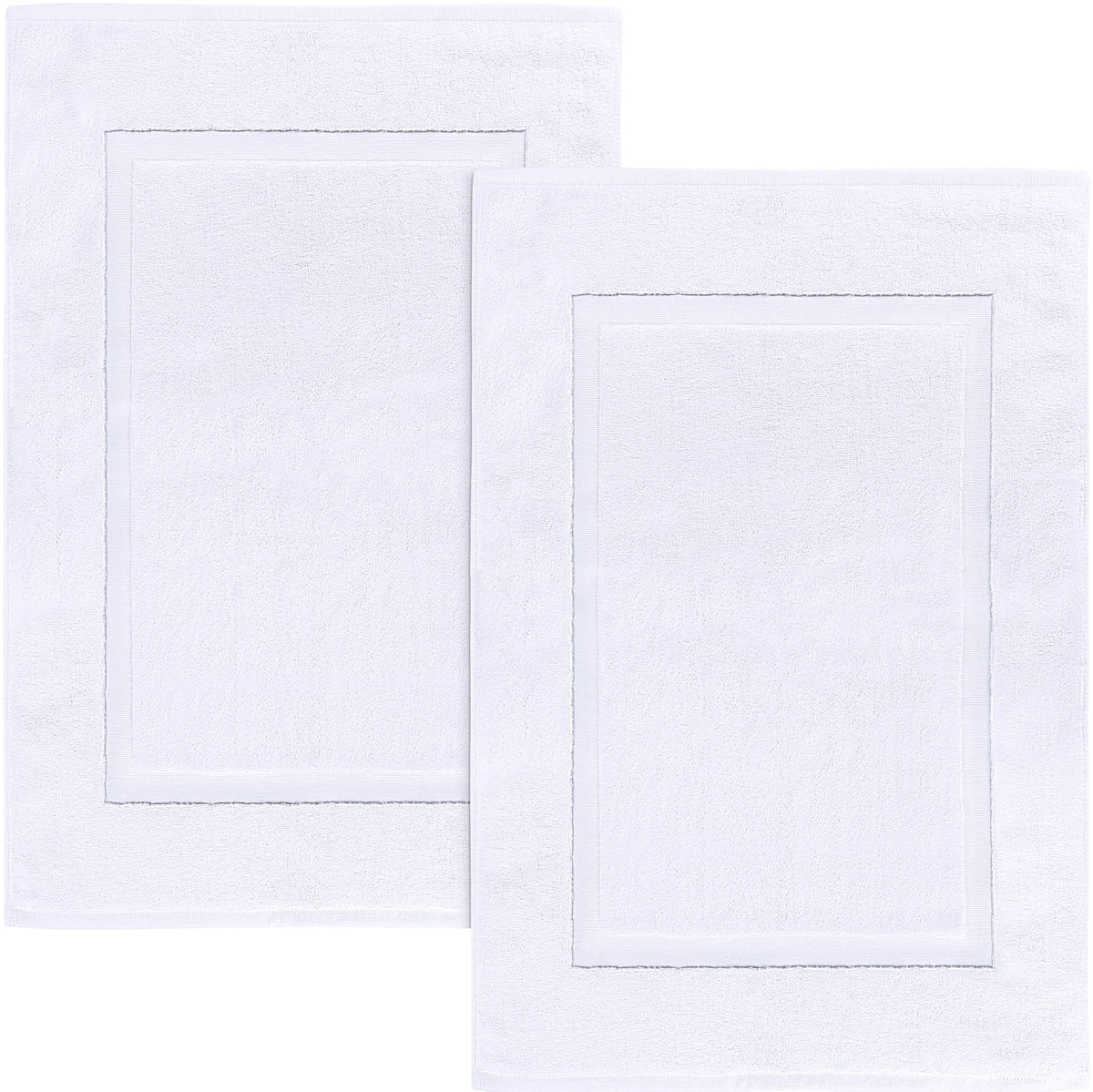 Utopia Towels front view of 2-pack white bath mats showing clean design and practicality
