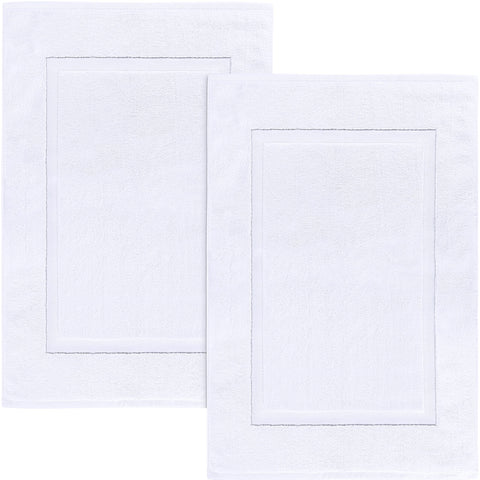 Utopia Towels front view of 2-pack white bath mats showing clean design and practicality