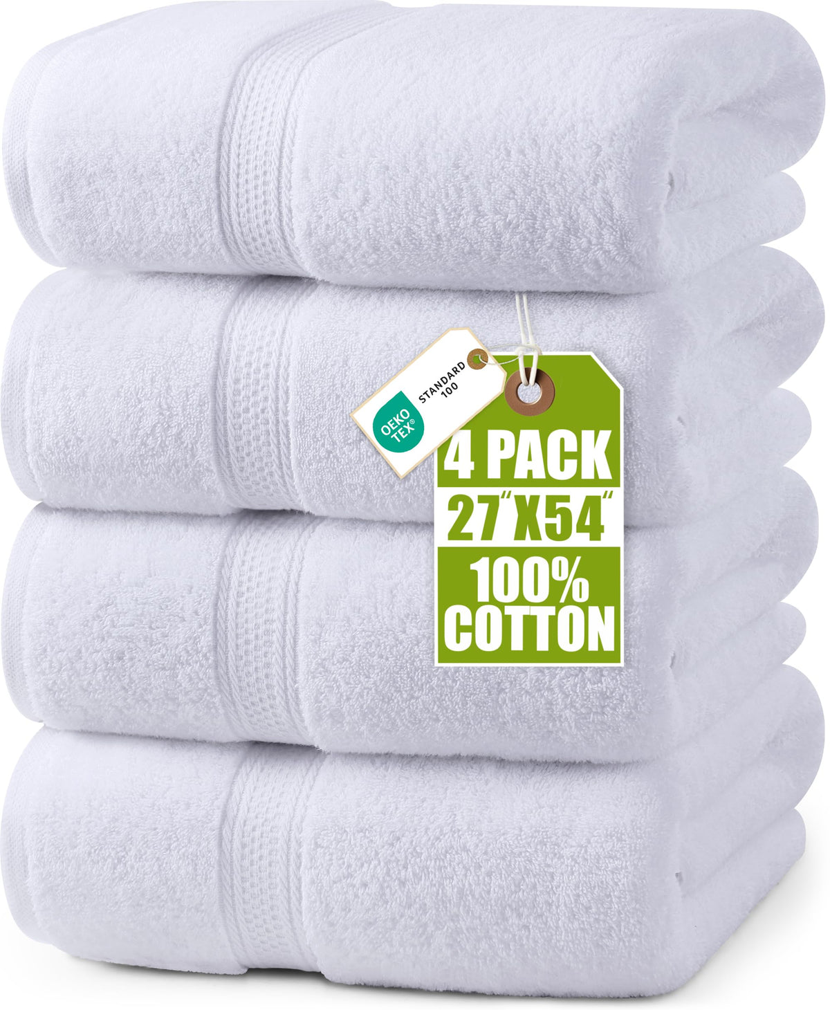 Utopia Towels front packaging showing clean white set and neat fold benefits organization