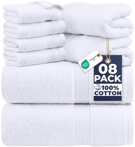 Utopia Towels front packaging showing set and clean white look for easy selection