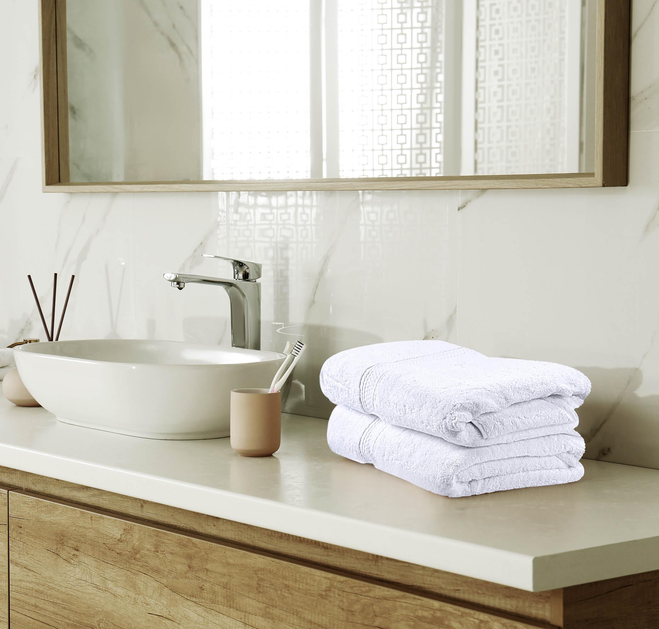 Utopia Towels hem stitching detail showing double-stitched edges for durability