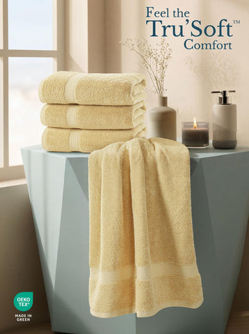 Utopia Towels hanging on bathroom bar providing quick-dry convenience