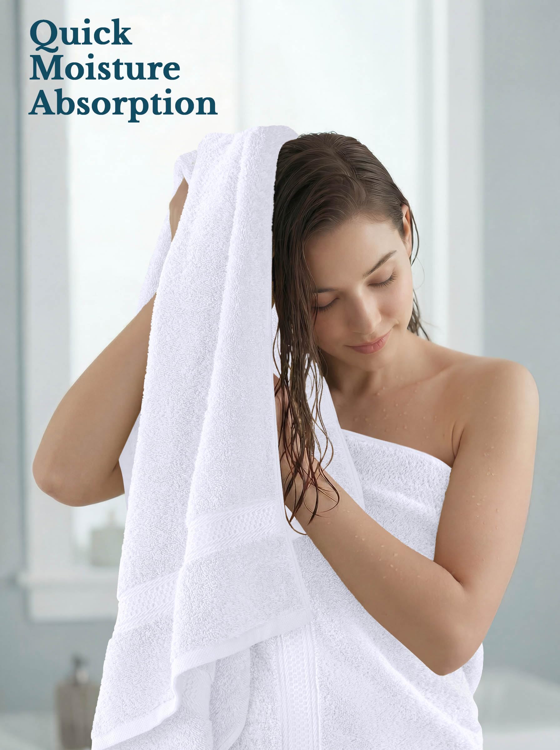 Utopia Towels being used after a shower demonstrating quick water pickup and comfort