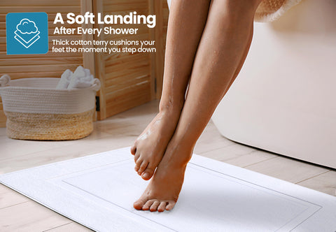 Utopia Towels mat placed at shower entrance providing a dry, comfortable step