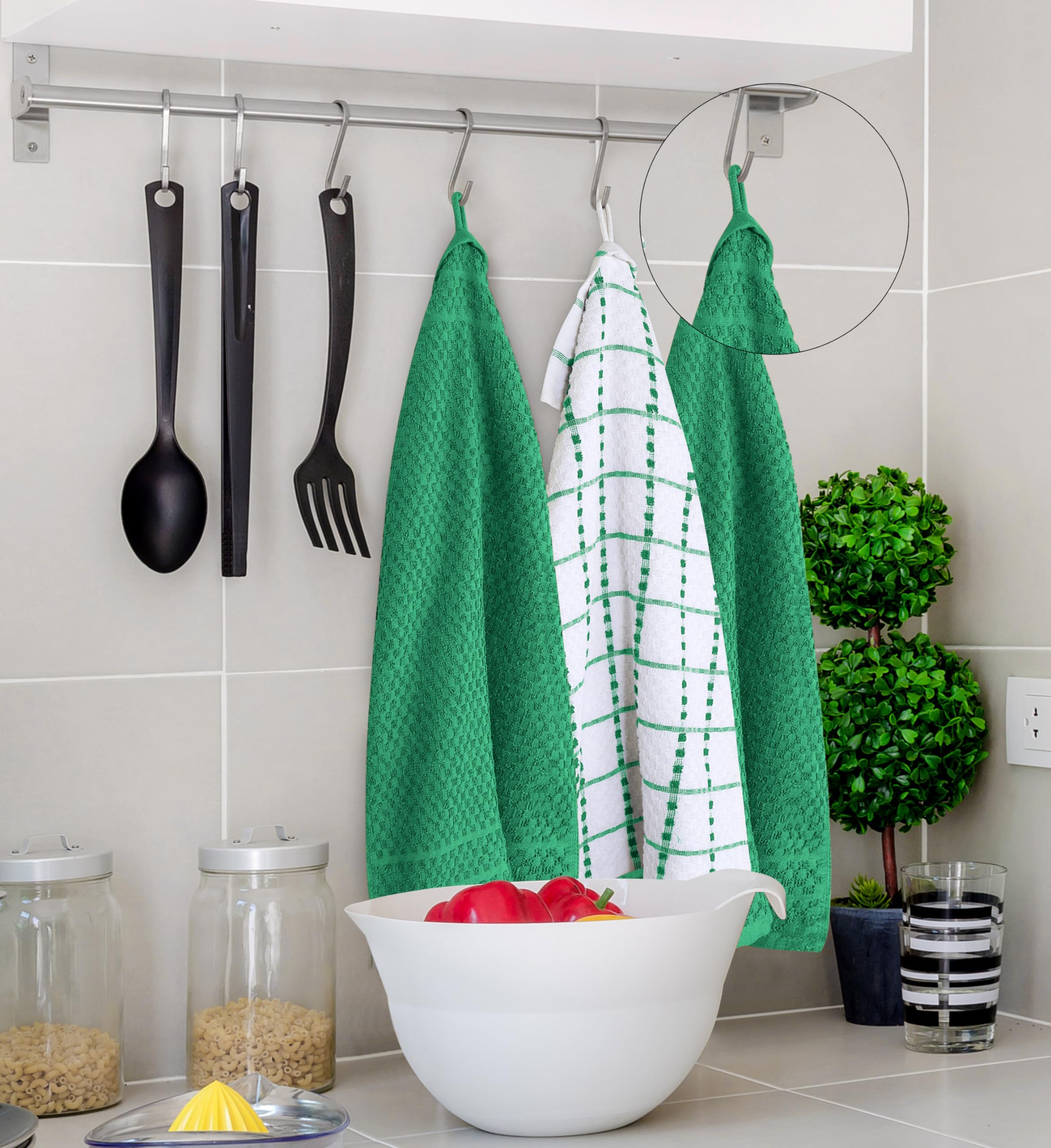 Utopia Towels lifestyle kitchen styling showing versatile everyday use benefit