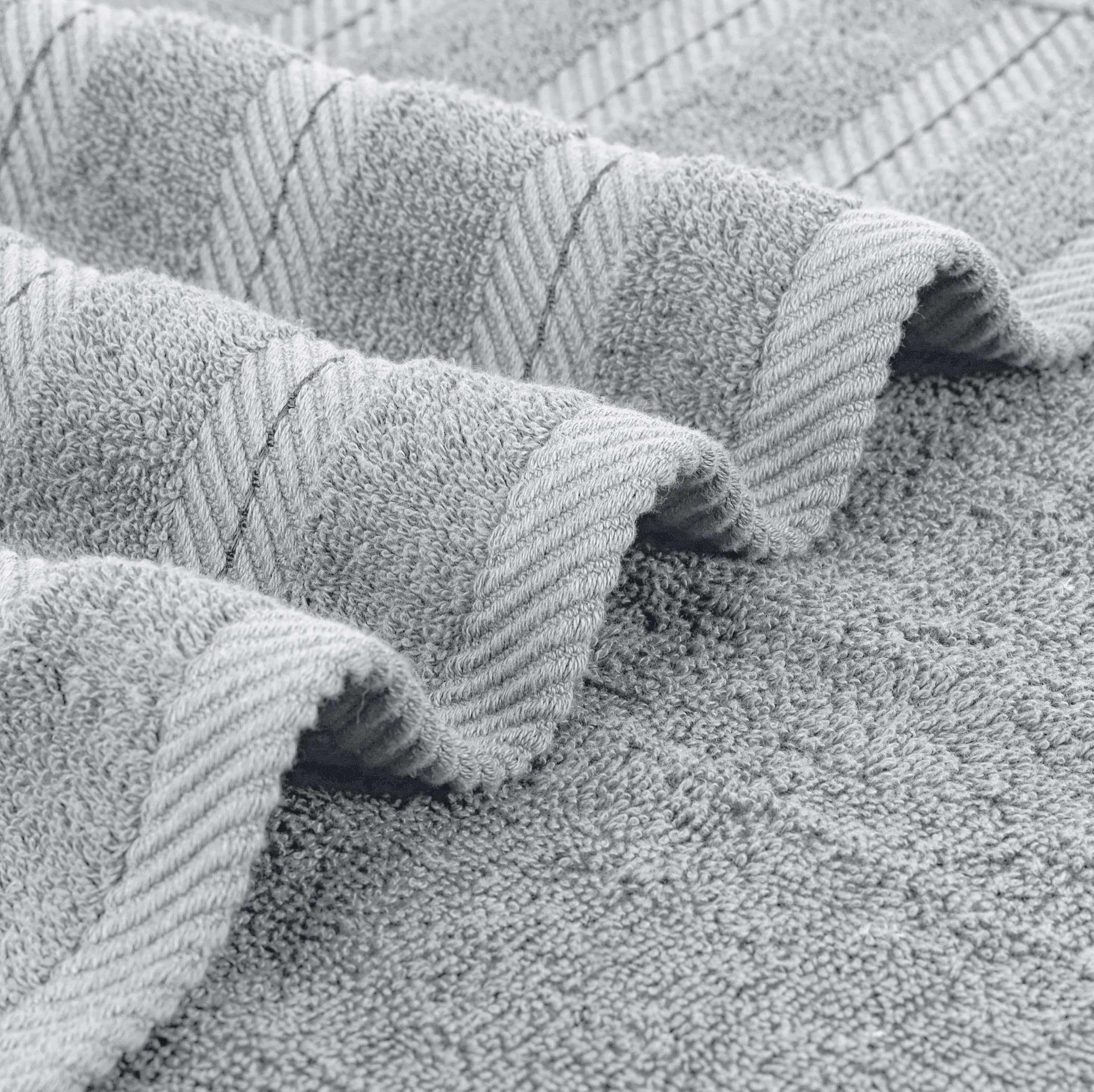 Utopia Towels fabric label detail showing care information and quality