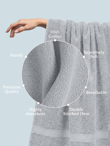 Utopia Towels label and fabric tag showing 100% ring-spun cotton quality