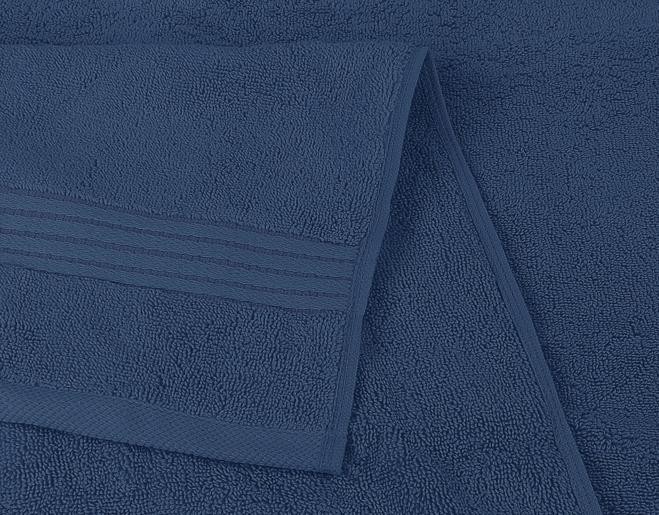 Utopia Towels label and weave close-up showing ring-spun cotton quality