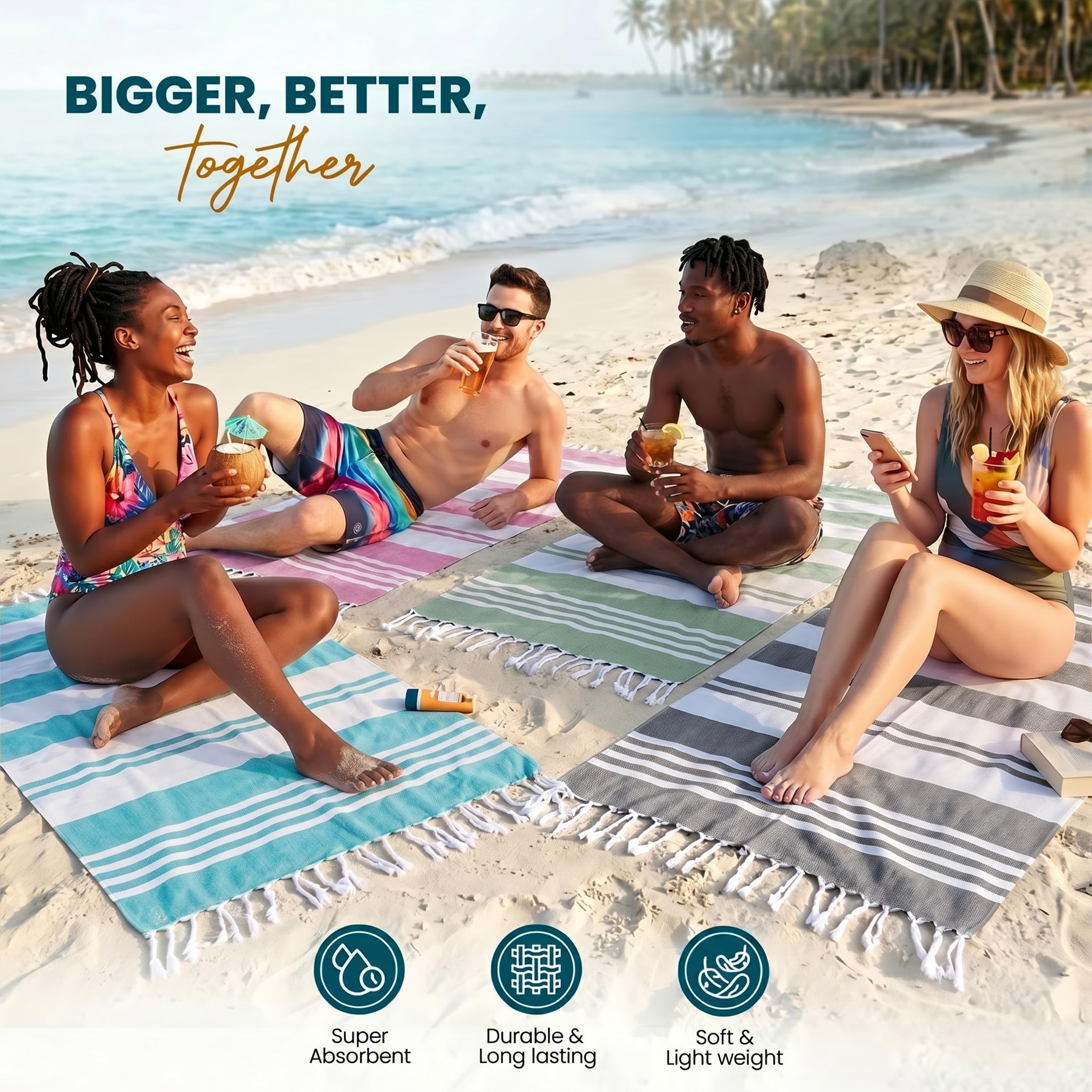 Utopia Towels laid flat demonstrating 40 by 72 inch size for full coverage