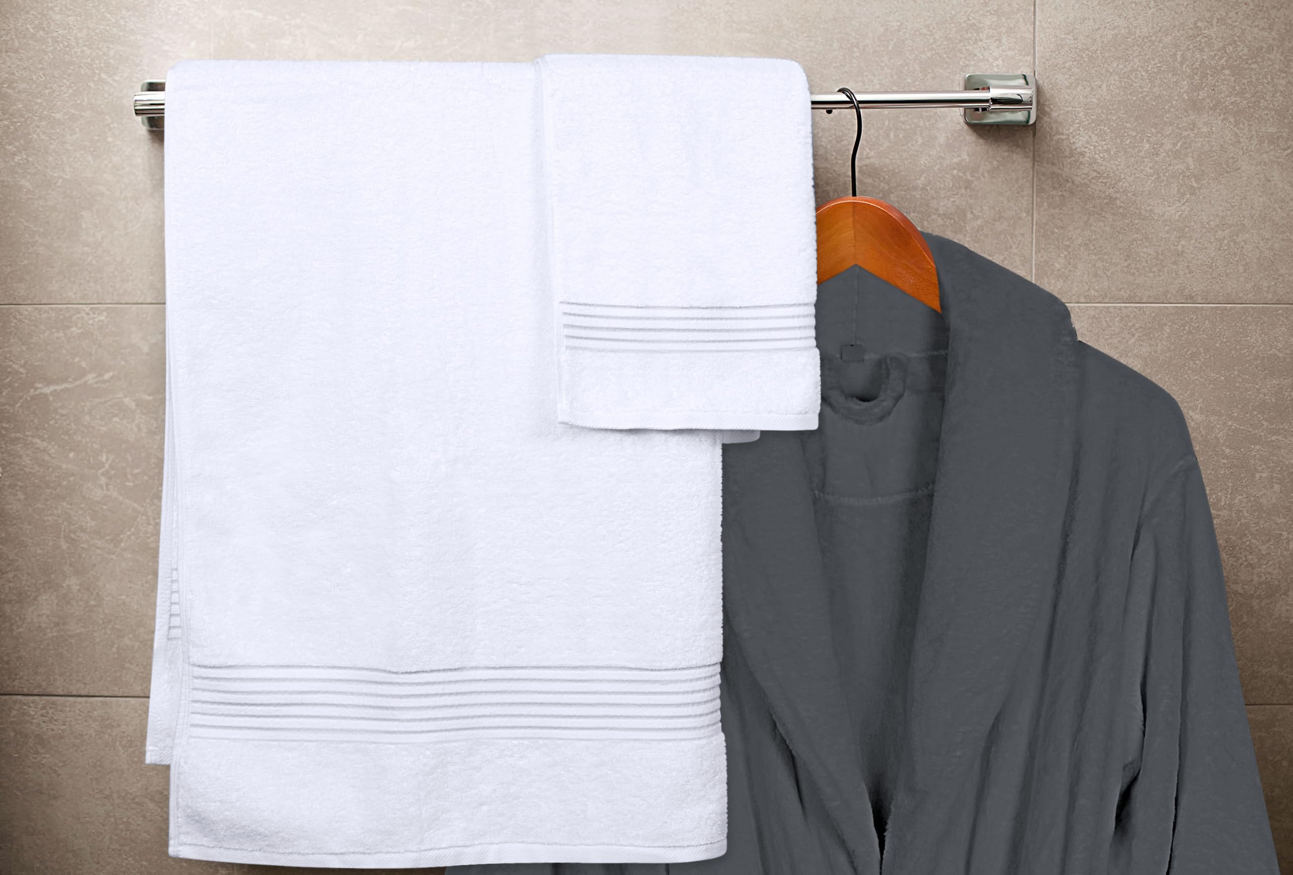 Utopia Towels displayed in a bathroom setting creating a hotel-style fresh aesthetic
