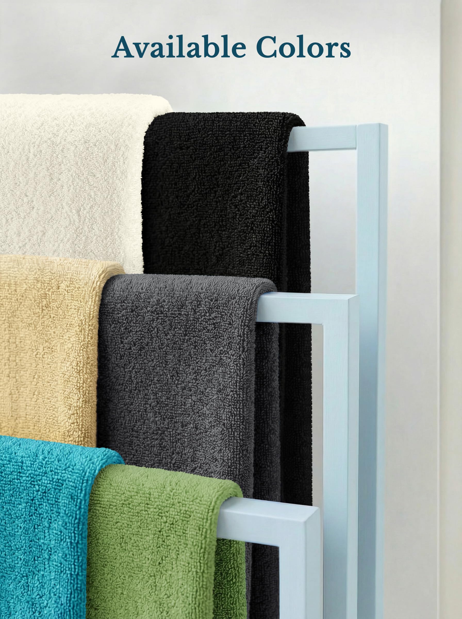 Utopia Towels styled in bathroom showing neutral ivory décor match