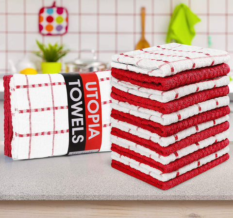 Utopia Towels on a breakfast counter adding color and practical use