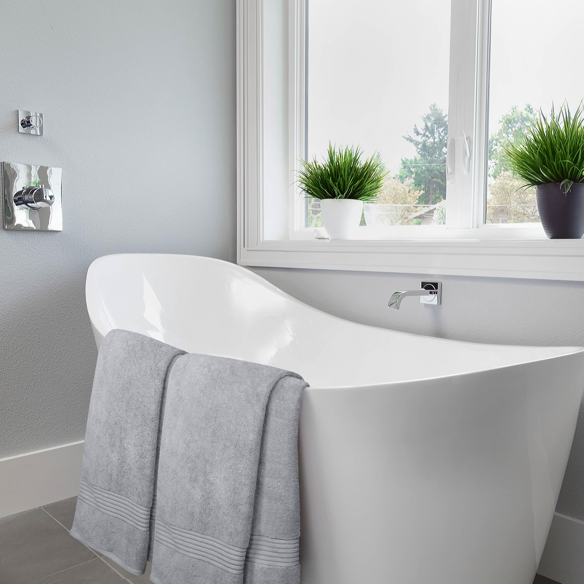 Utopia Towels in a styled bathroom indicating aesthetic fit and comfort