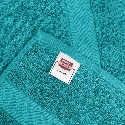 Utopia Towels OEKO-TEX label close-up showing safety tested certification