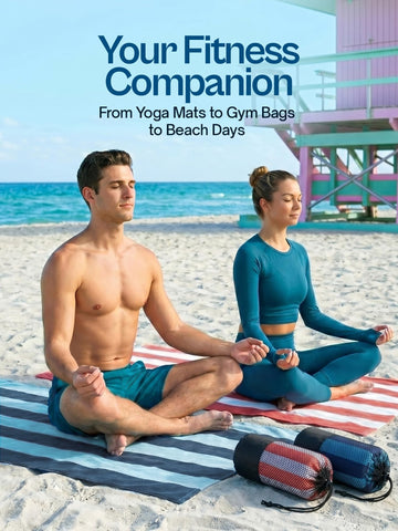Utopia Towels on beach lounging providing full-body coverage and sand resistance