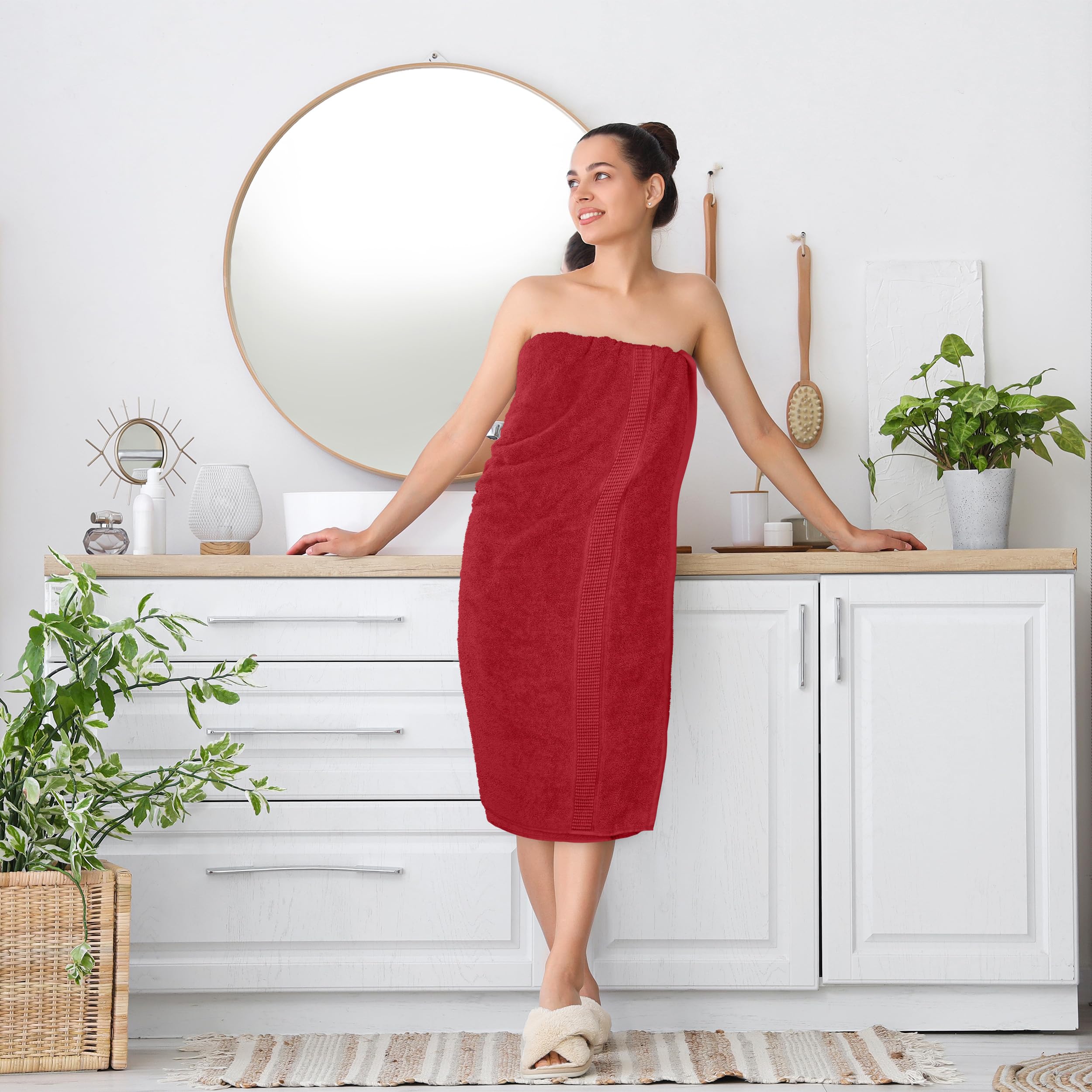 Utopia Towels person wrapping sheet around body for full coverage benefit