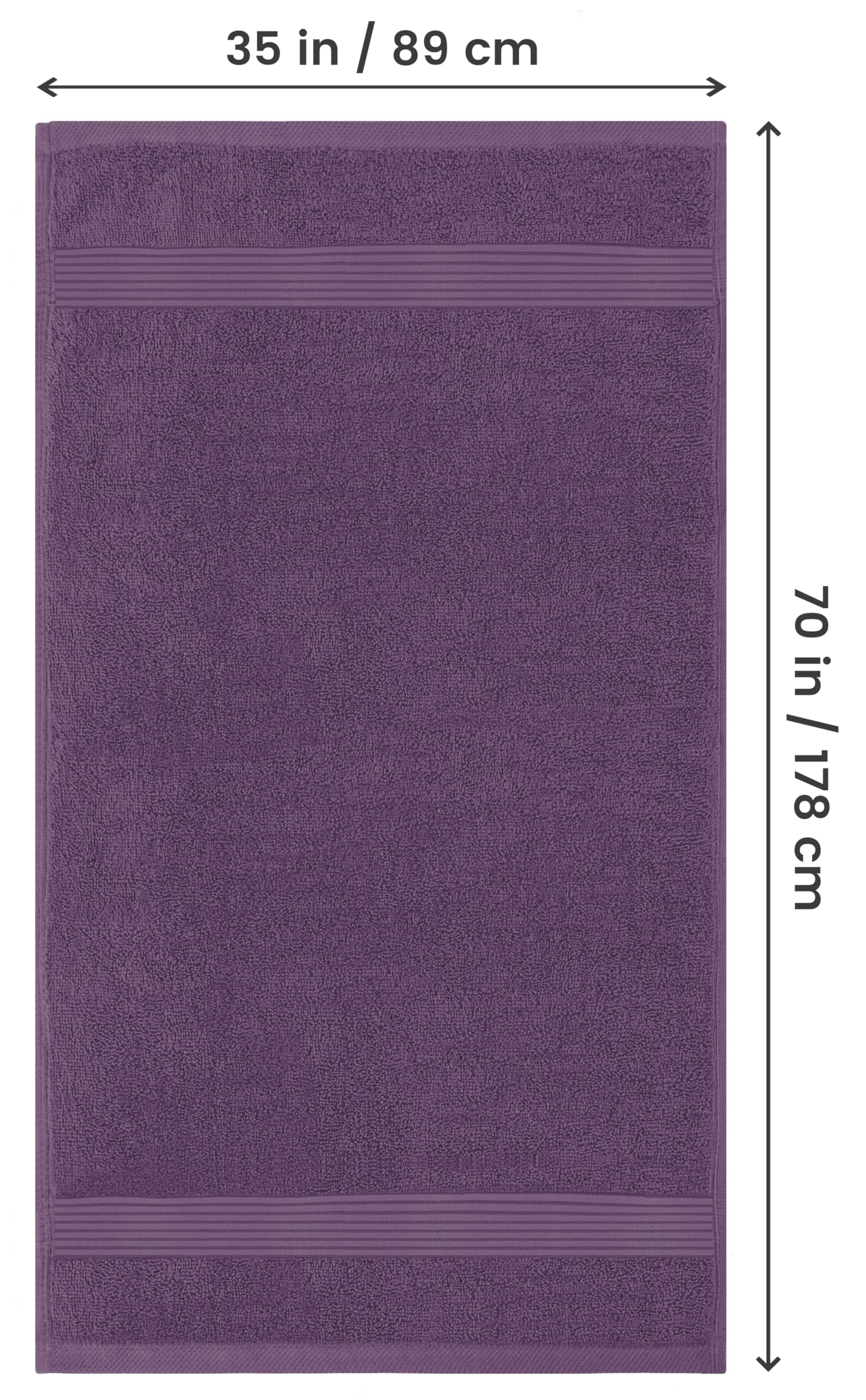 Utopia Towels plum folded stack highlighting neat storage and plushness