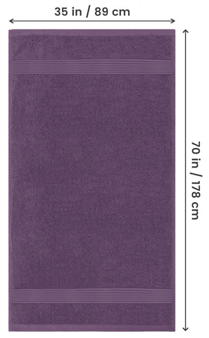 Utopia Towels plum folded stack highlighting neat storage and plushness