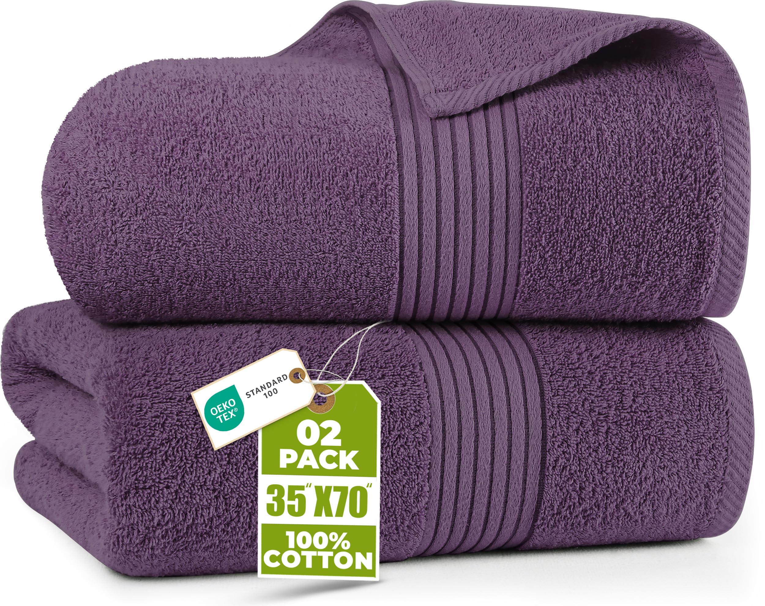 Utopia Towels plum front view showing full bath sheet for generous coverage