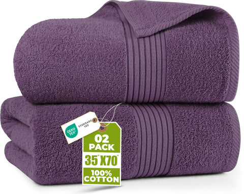 Utopia Towels plum front view showing full bath sheet for generous coverage