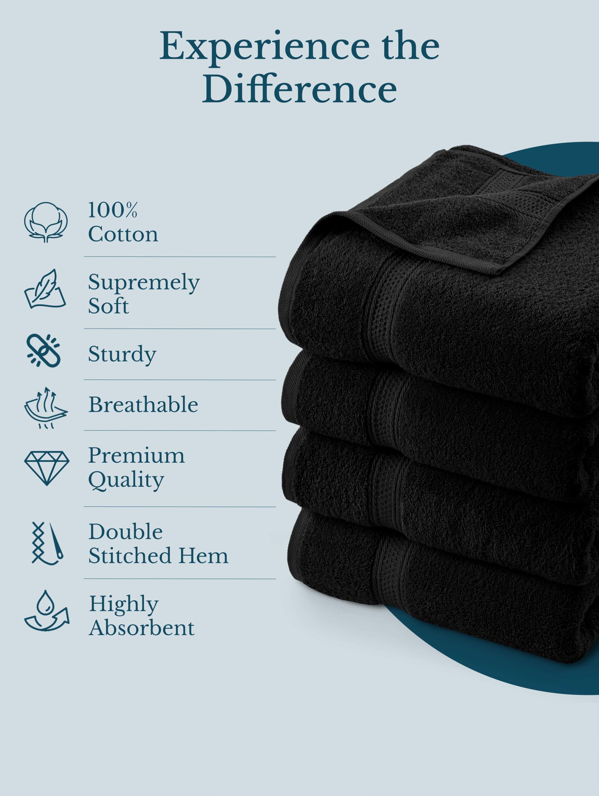 Utopia Towels beside adult hands for size comparison showing full body coverage