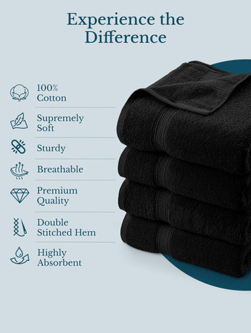 Utopia Towels beside adult hands for size comparison showing full body coverage
