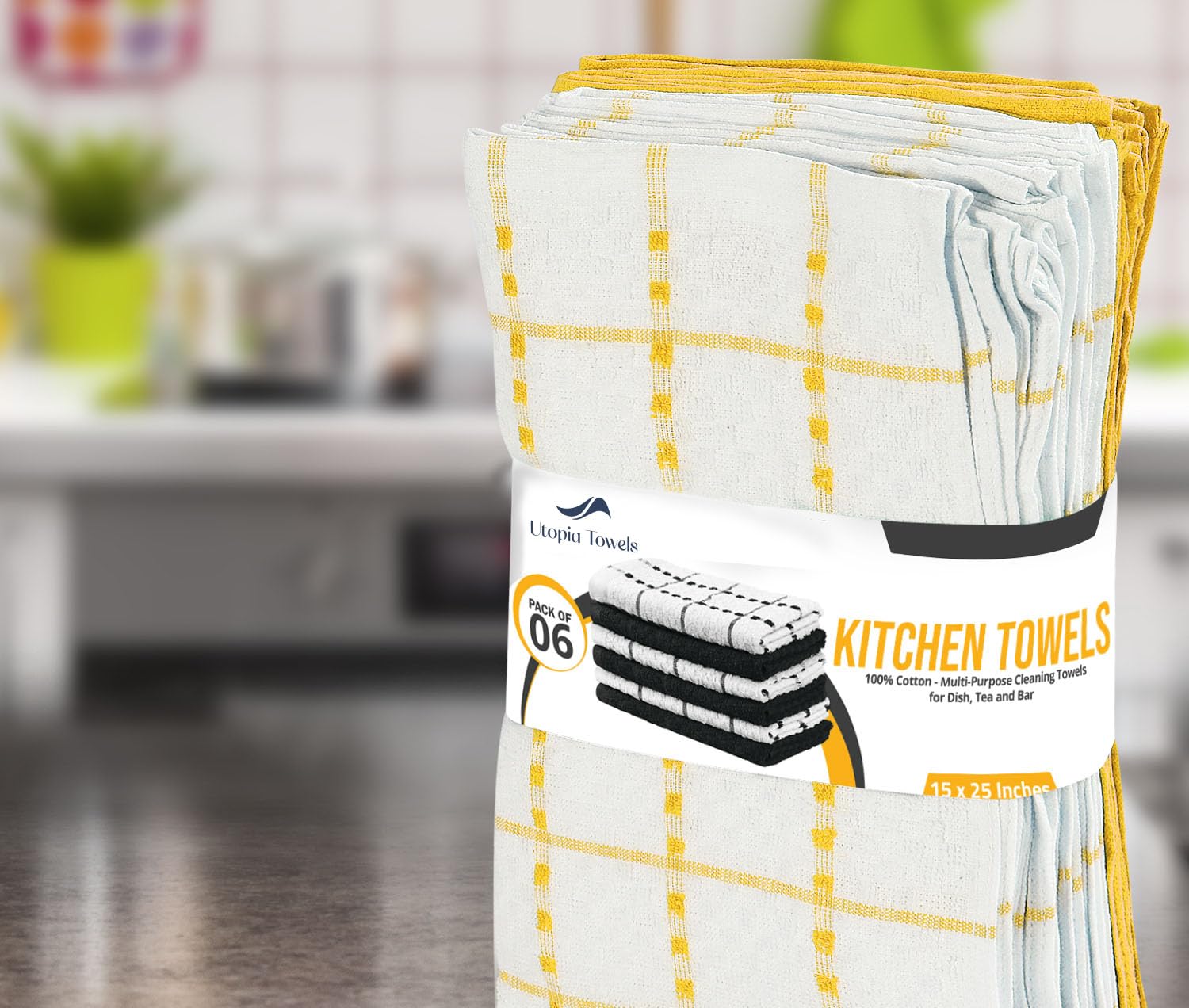 Utopia Towels next to ruler for size comparison, confirms 15x25 inch fit