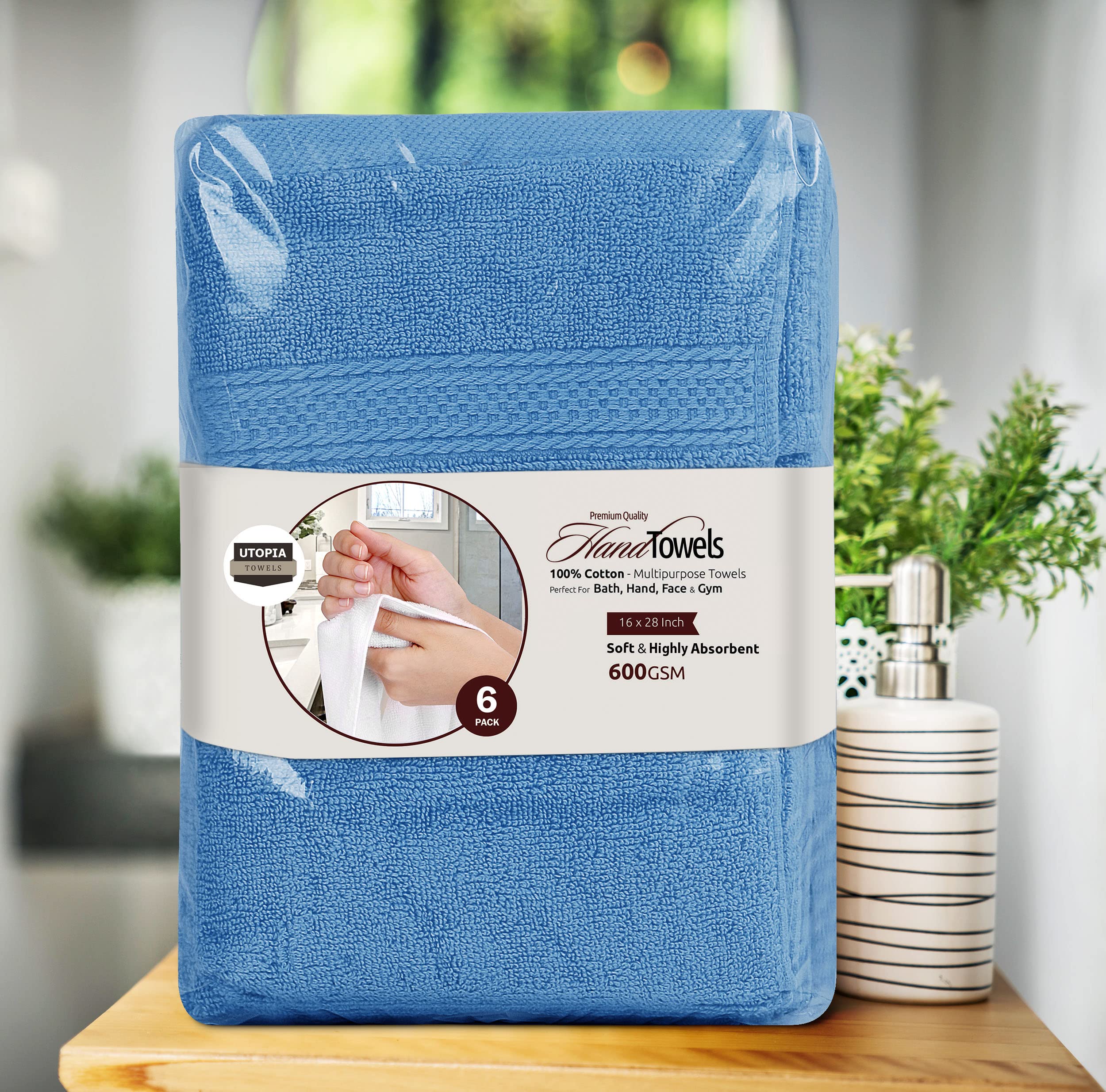Utopia Towels size comparison with ruler showing exact 16x28 dimensions benefit accurate fit