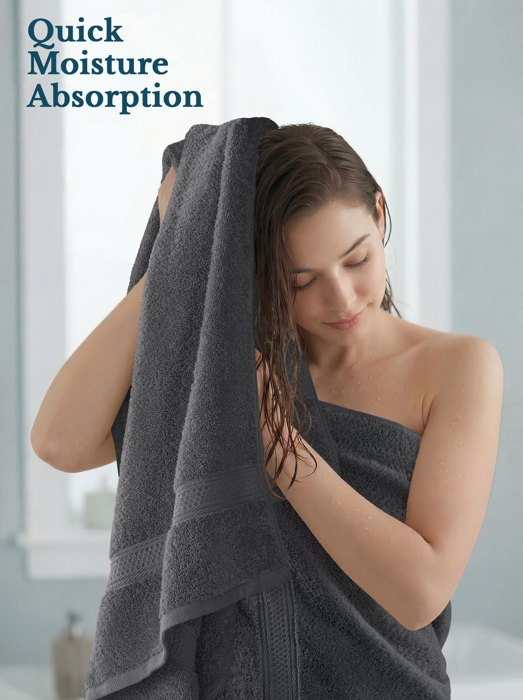 Utopia Towels next to ruler showing 27 by 54 inch size