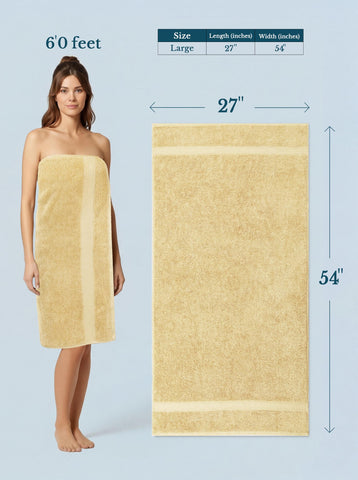 Utopia Towels beside ruler showing 27x54 inch scale for coverage