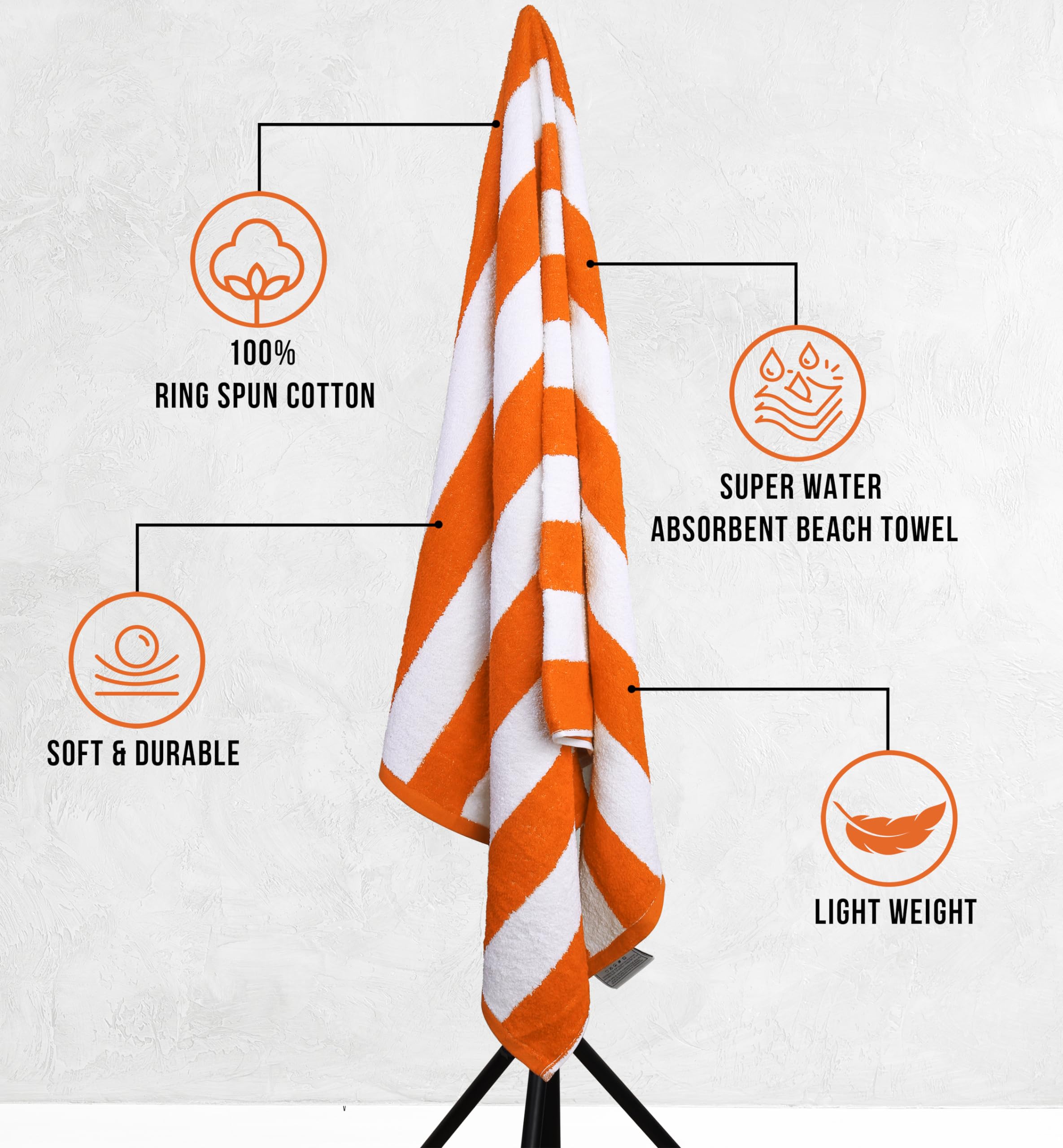Utopia Towels spread on sand illustrating roomy 30x60 comfort for lounging