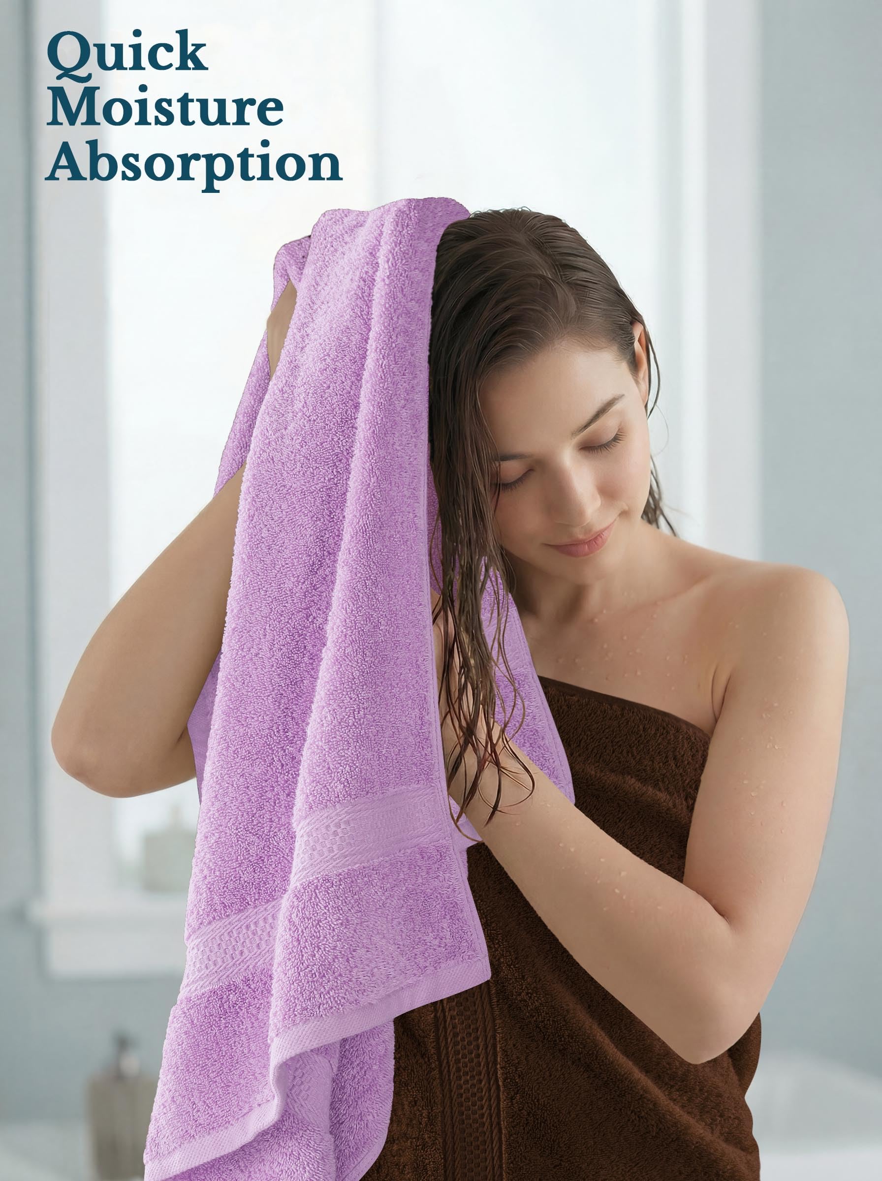 Utopia Towels neatly stacked on shelf showing space-saving storage benefit
