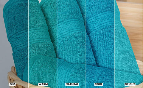 Utopia Towels label and double-stitched hem demonstrating durable finish