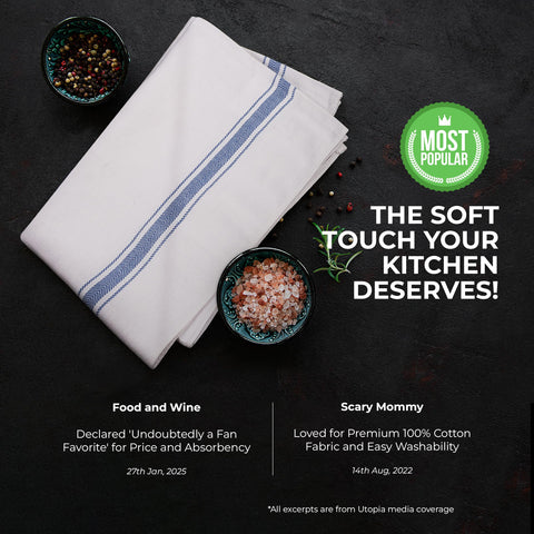 Utopia Towels in use wiping dishes showing quick absorbency benefit