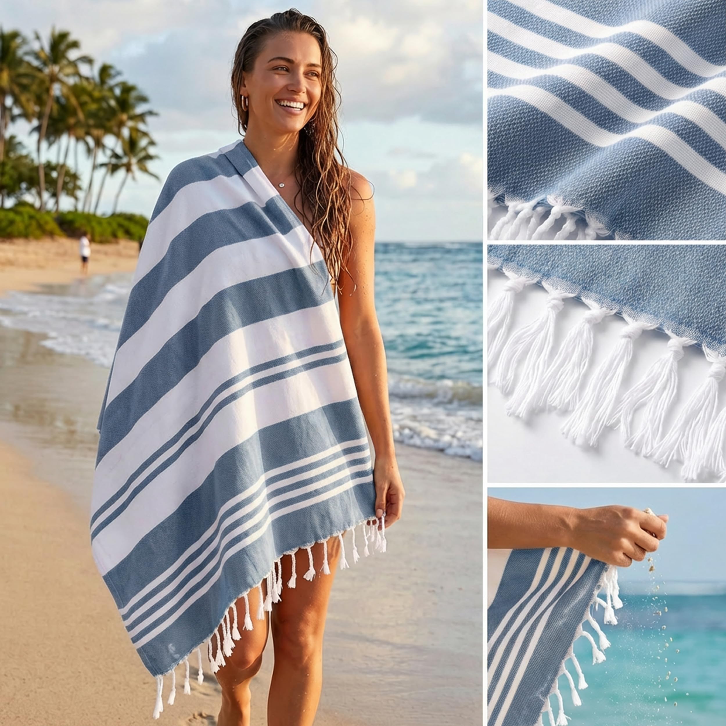 Utopia Towels wrapped poolside shows cozy absorbent comfort