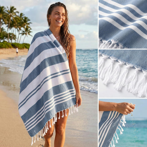 Utopia Towels wrapped poolside shows cozy absorbent comfort