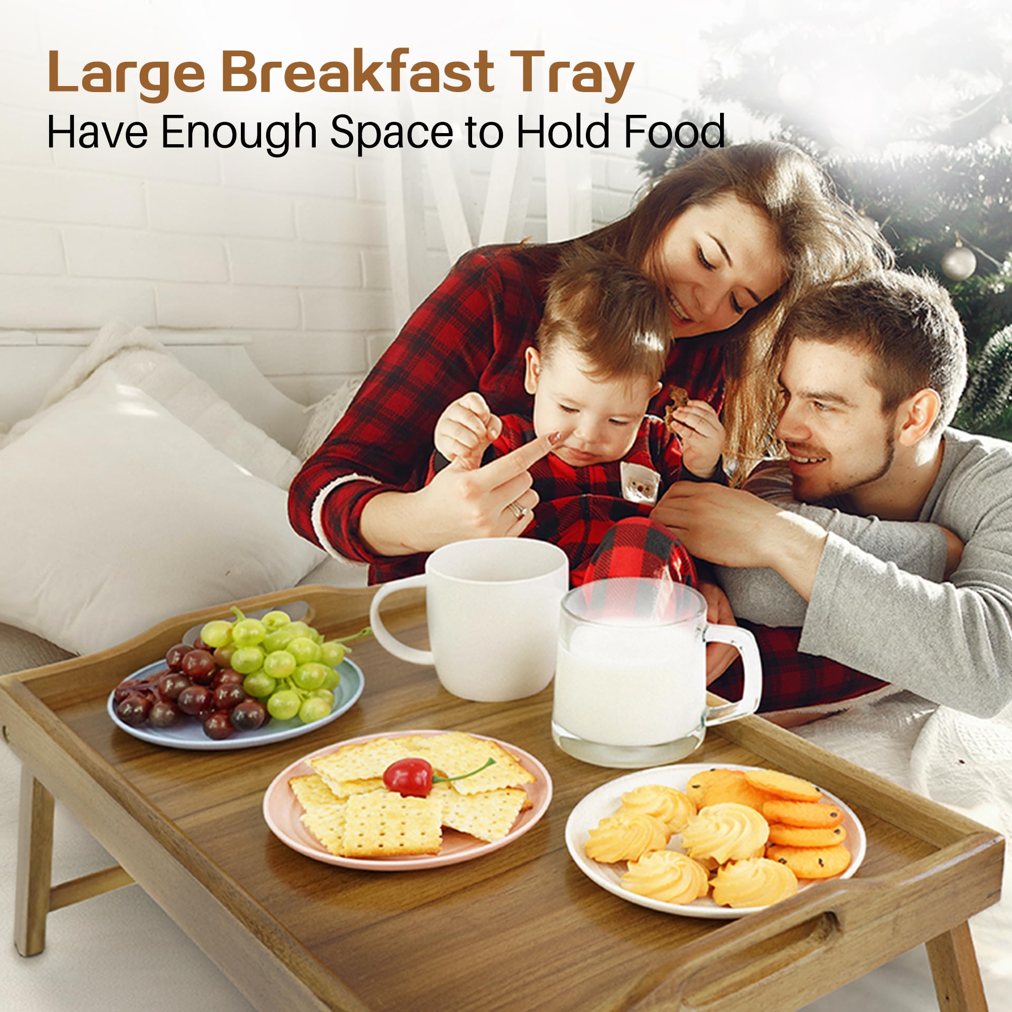 Utoplike acacia tray folded flat for compact storage saving space in closets