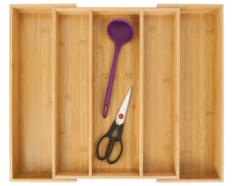 Utoplike front view of bamboo organizer showing natural finish and clean lines