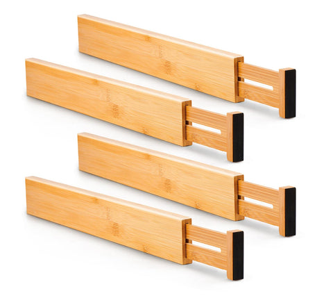 Utoplike front packaging showing 4 bamboo drawer dividers and benefits