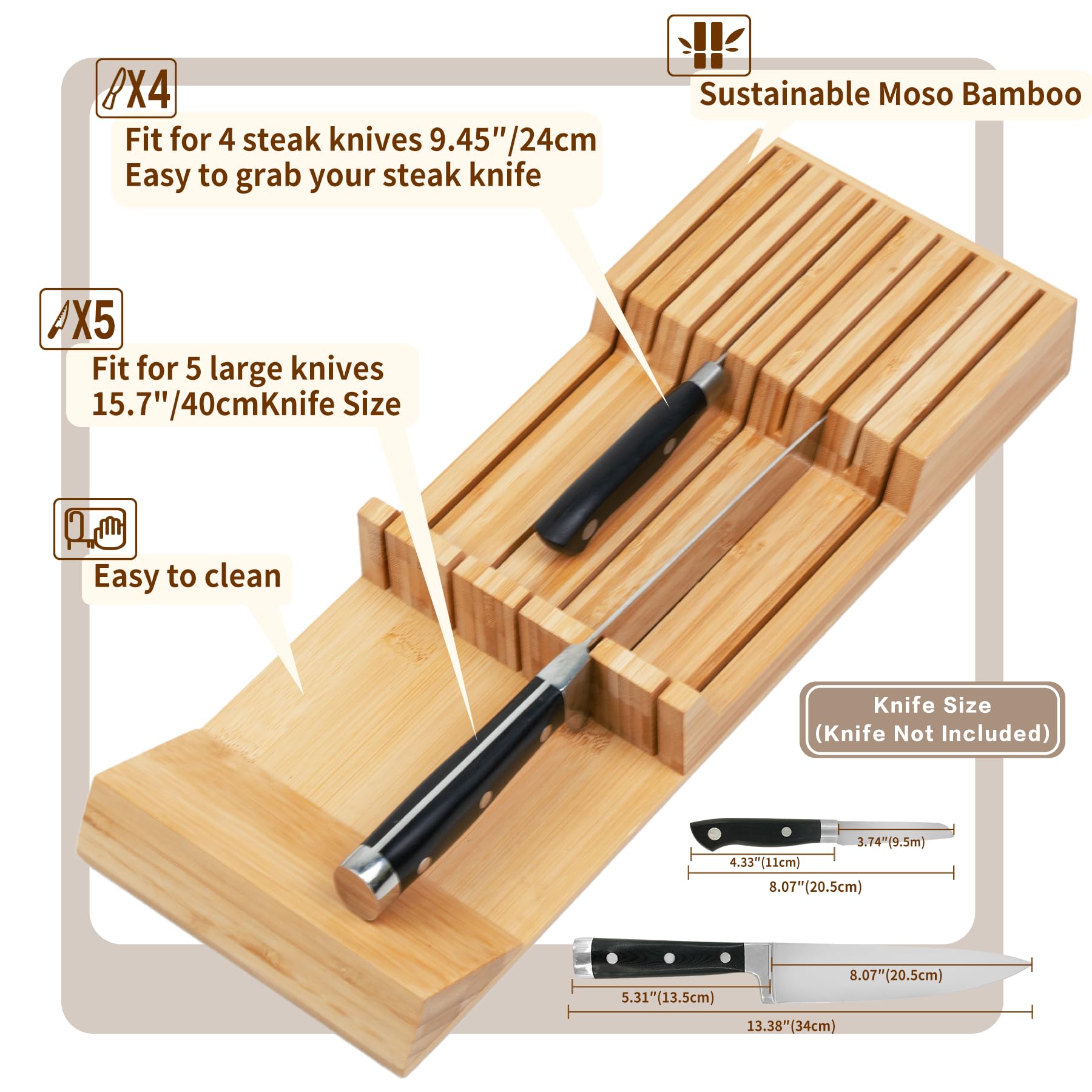 Utoplike finger-groove detail illustrating easy, safe knife retrieval and reduced blade contact